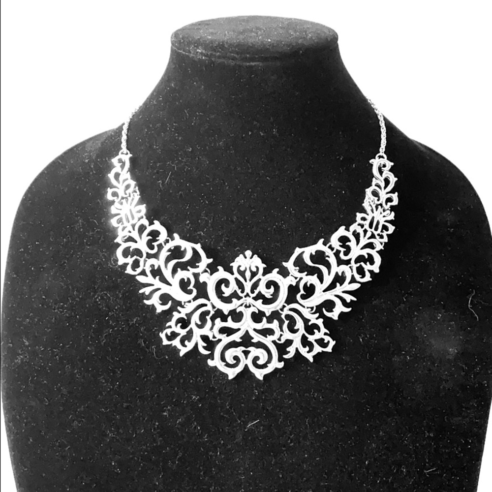 Silver Filagree Statement Necklace